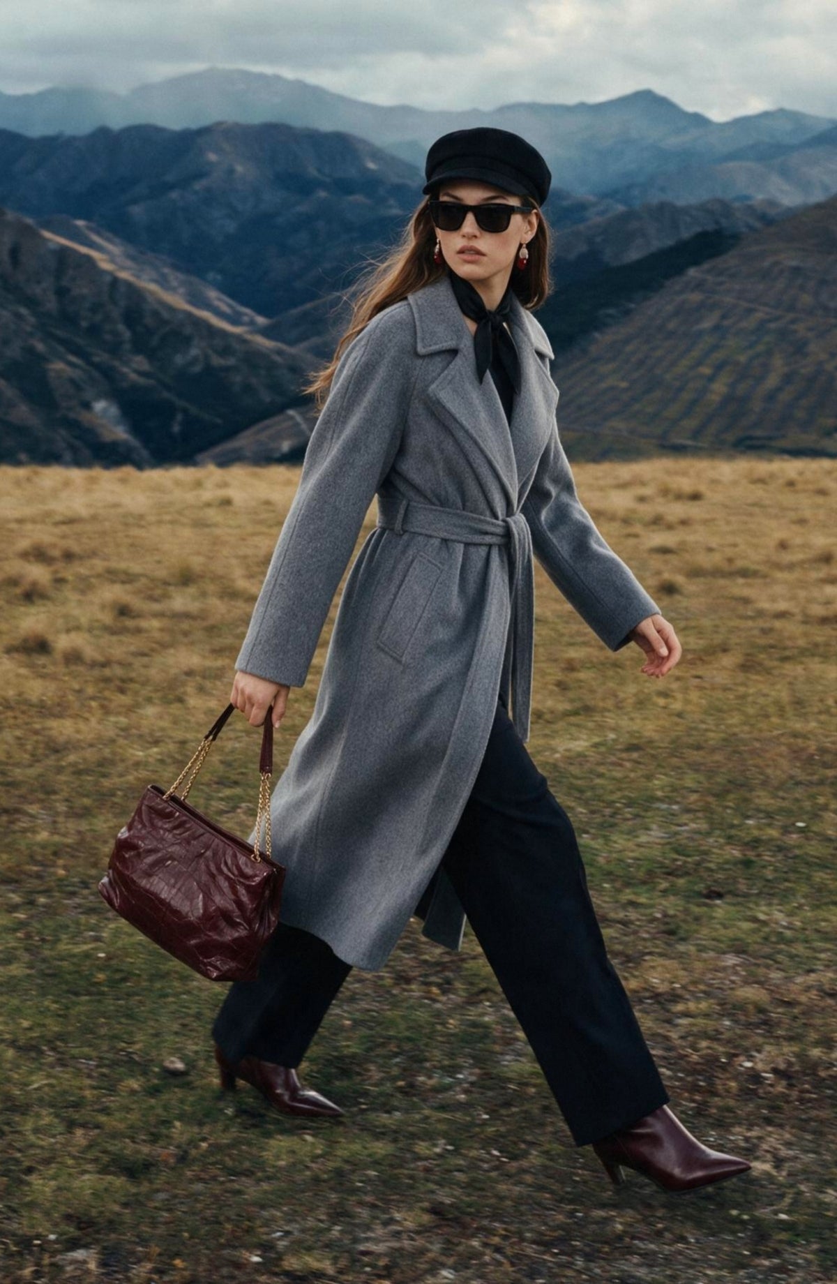 Oversize Tay Tüyü Antrasit Basic Kaban