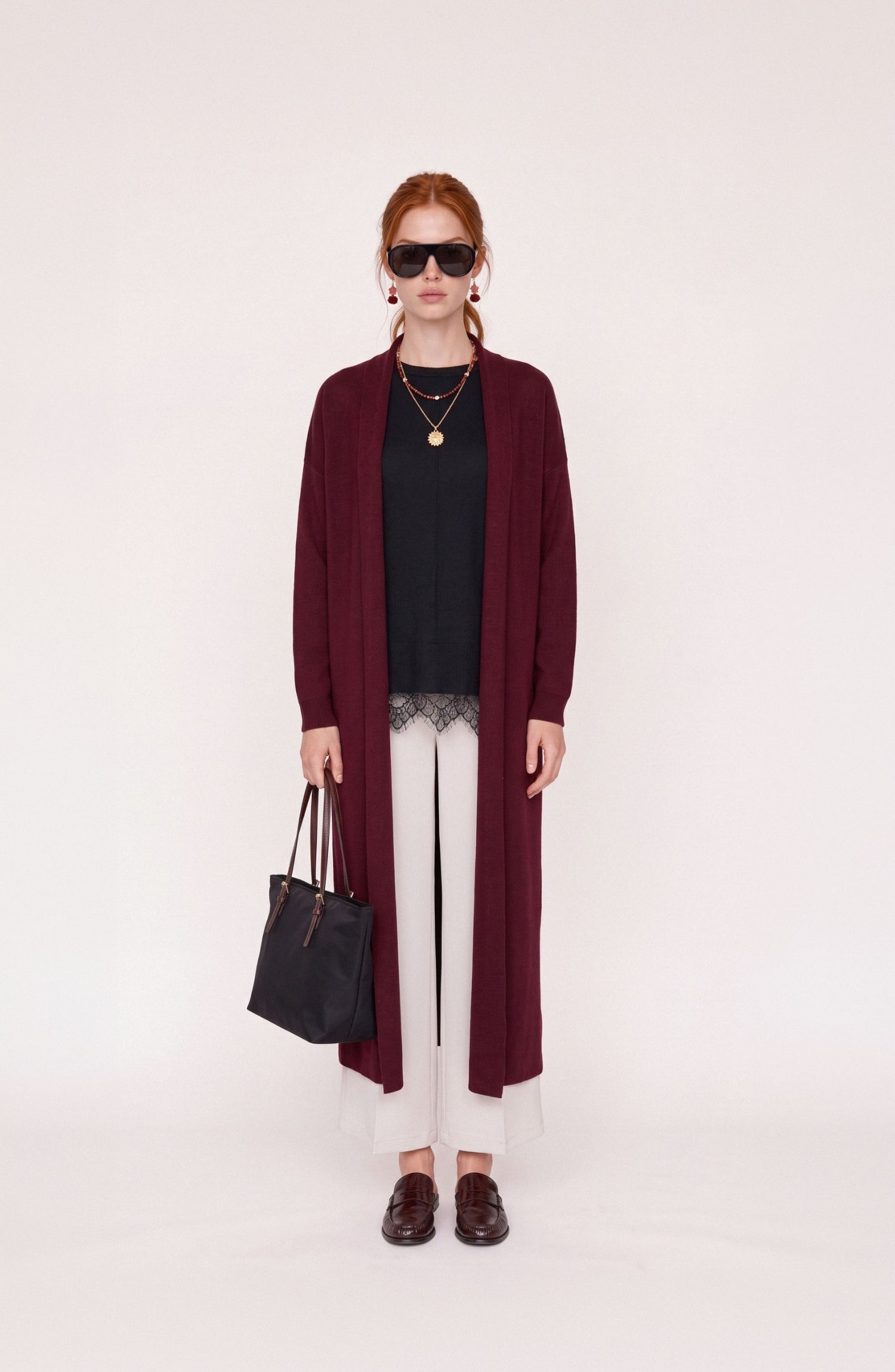 Basic Bordo Merserize Triko Hırka
