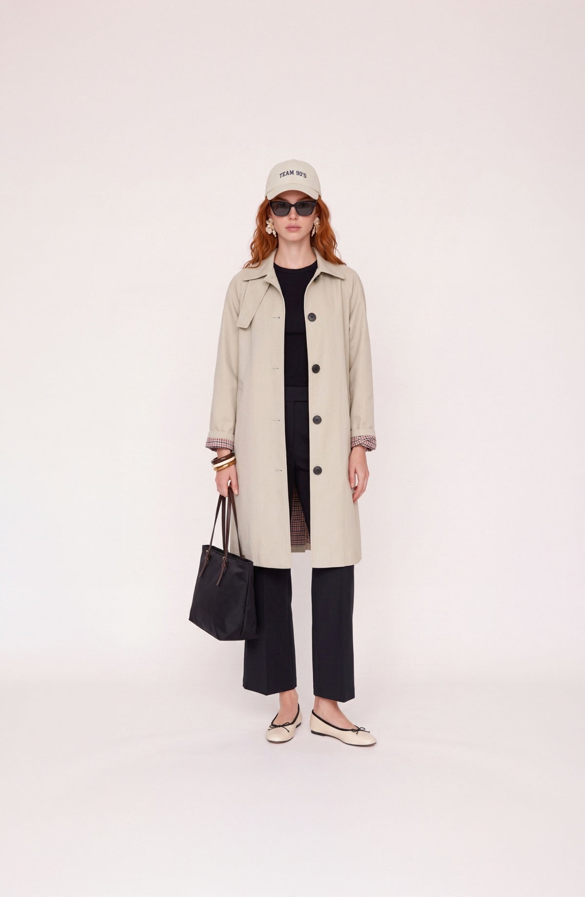 Dik Yaka Reglan Kol Gabardin Taş Oversize Trençkot