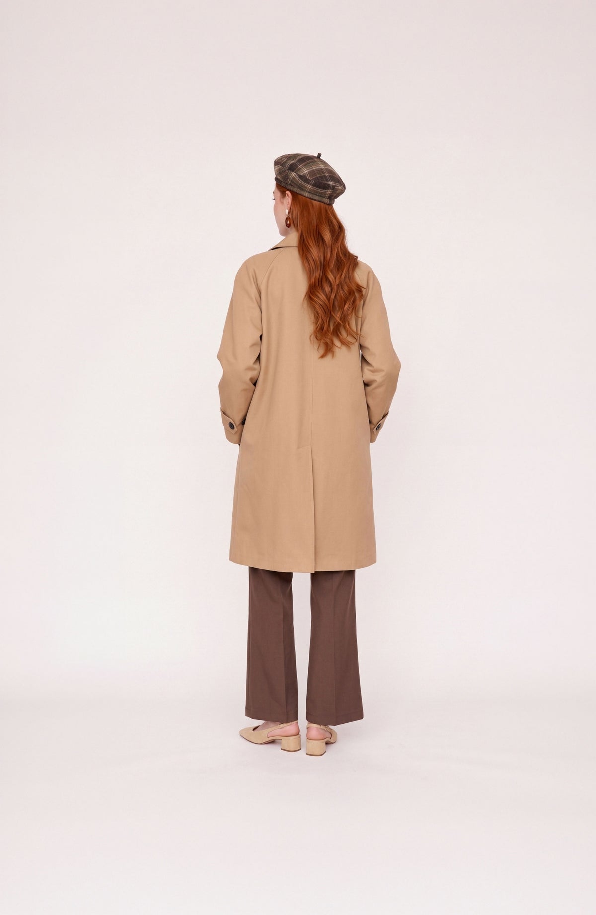 Dik Yaka Reglan Kol Gabardin Camel Oversize Trençkot