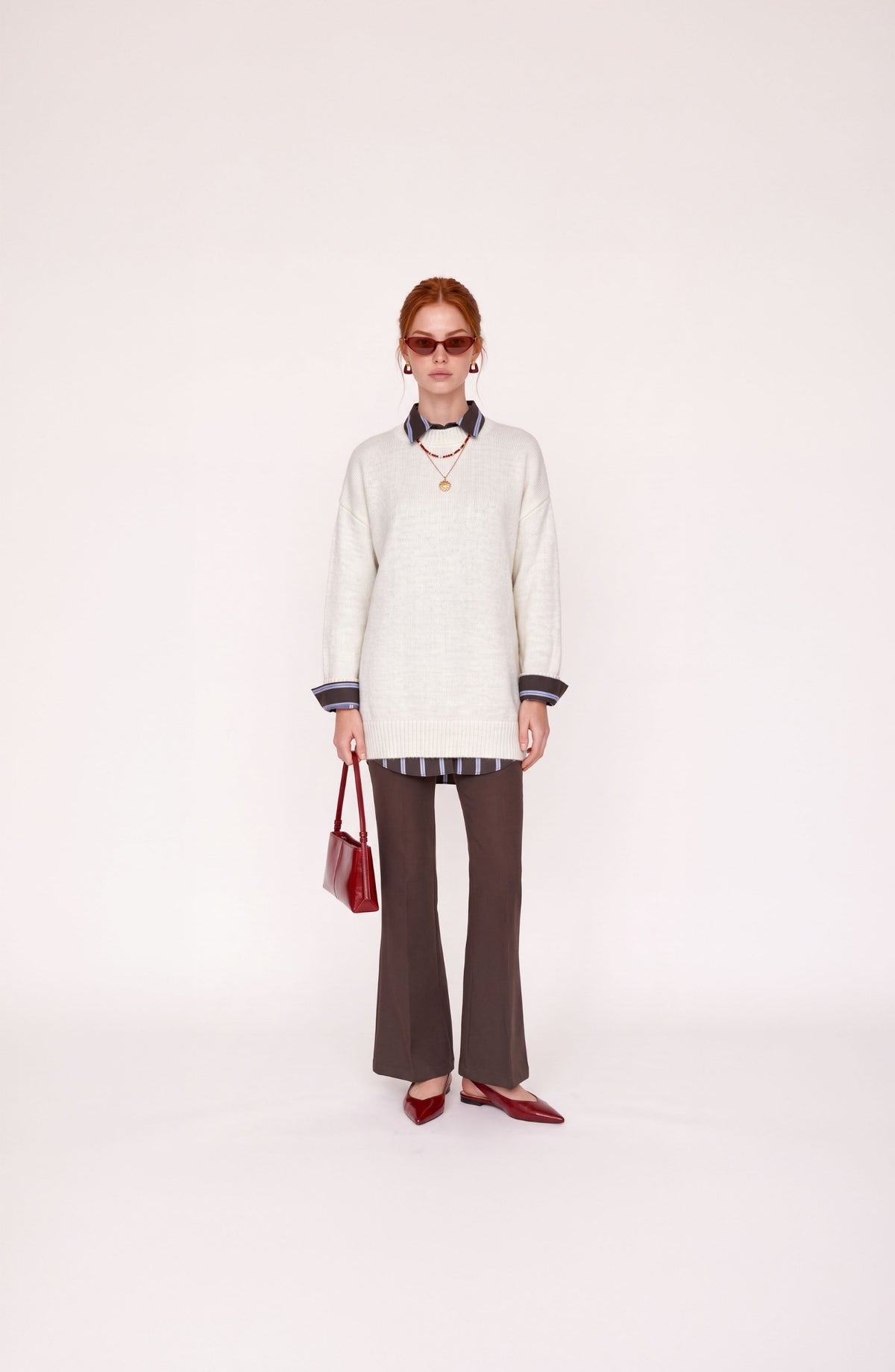 Basic Oversize Triko Ekru Kazak