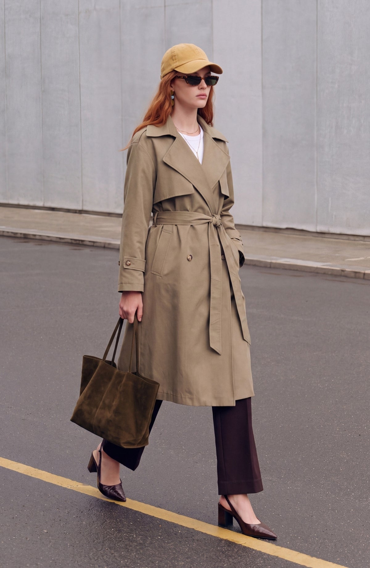 Rüzgarlıklı Oversize Haki Trençkot
