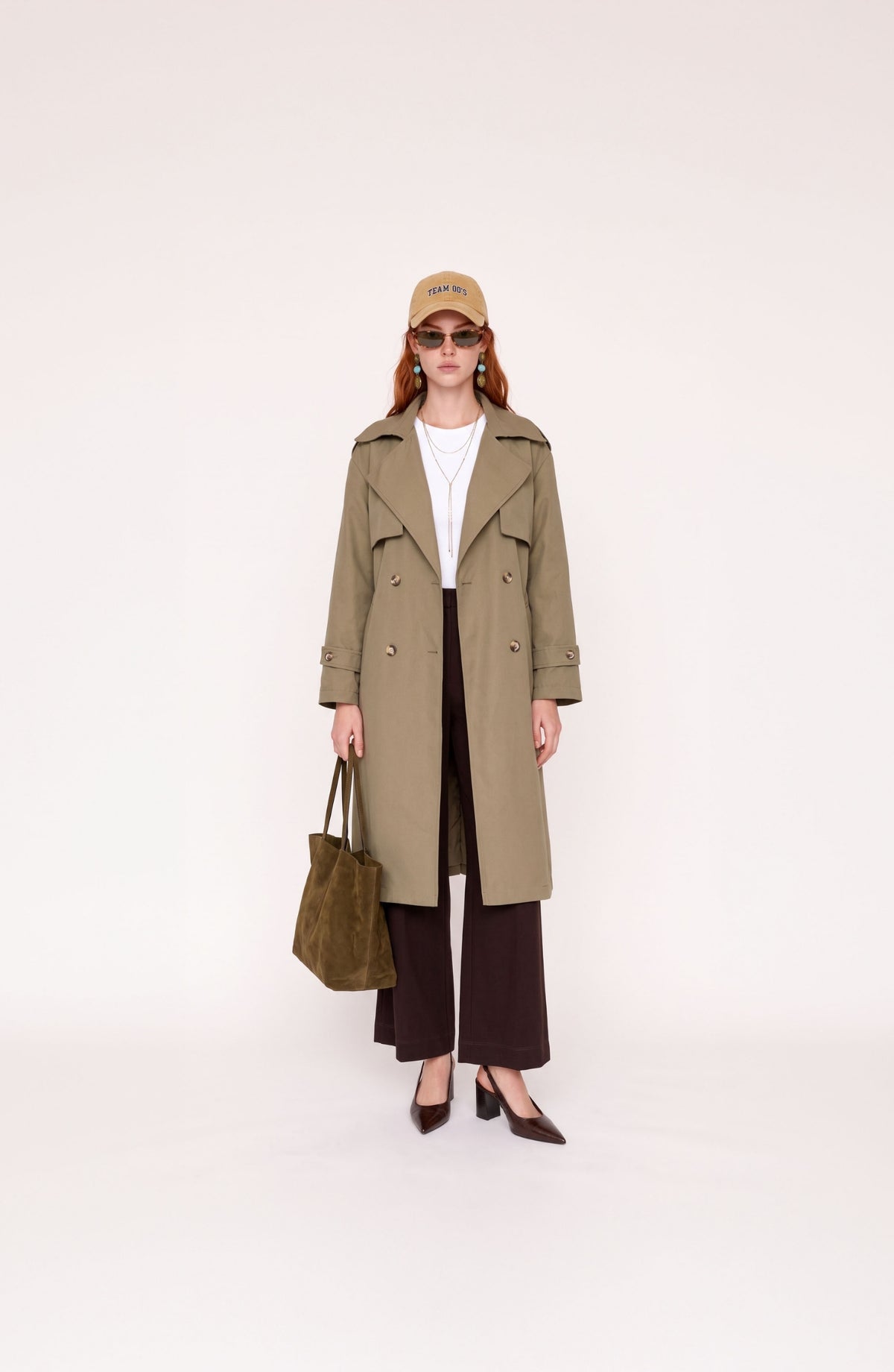 Rüzgarlıklı Oversize Haki Trençkot