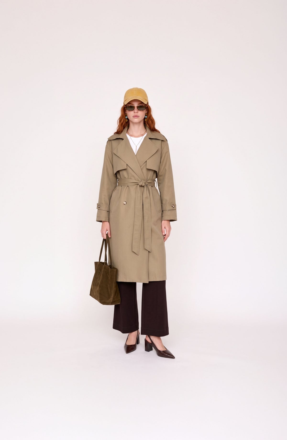 Rüzgarlıklı Oversize Haki Trençkot