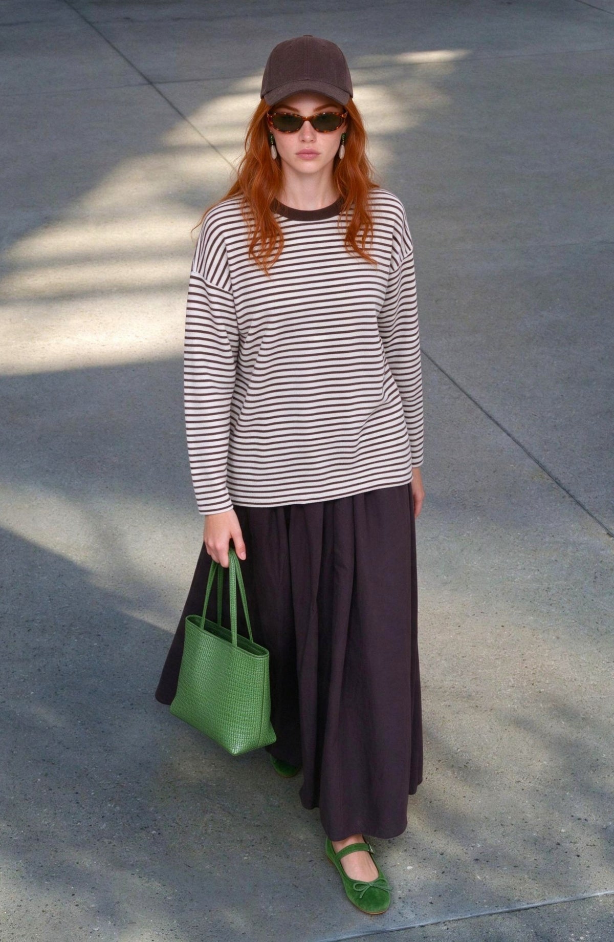 Bisiklet Yaka Kahverengi Çizgili Triko Kazak