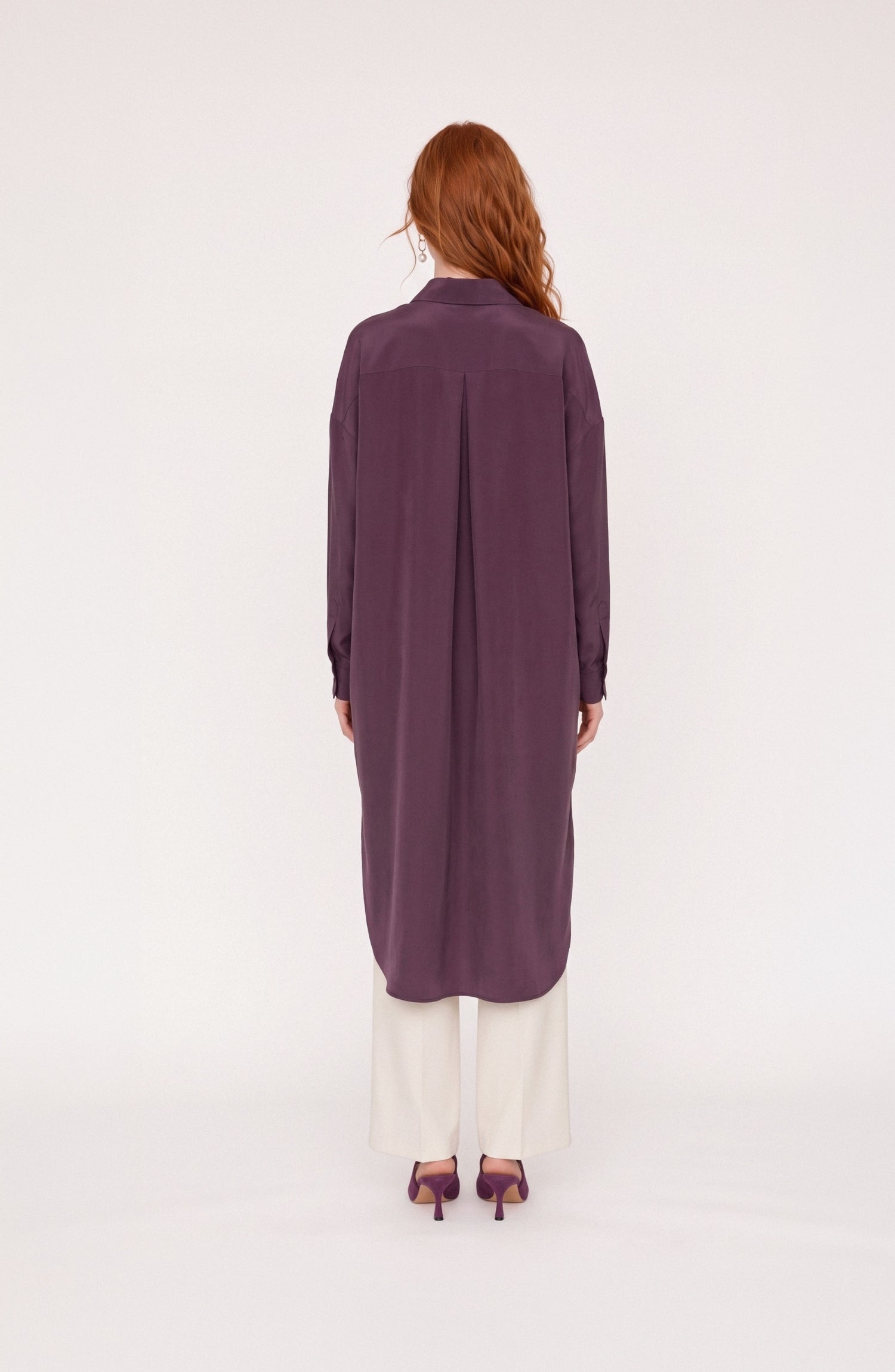 Nakış Detaylı Mürdüm Modal Maksi Tunik