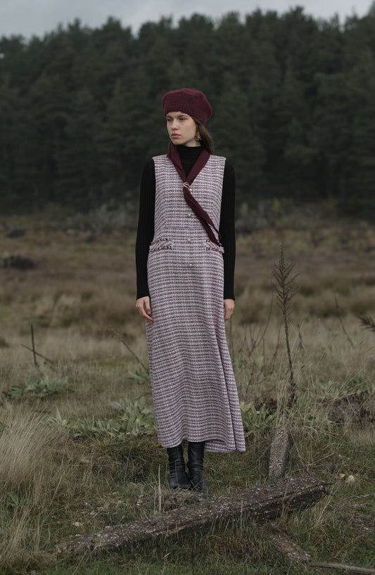 İnci Düğmeli Bordo Tüvit Jile