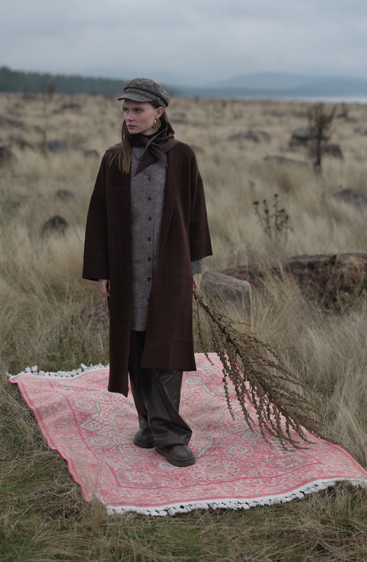 Çelik Örme Pufik Acı Kahve Triko Hırka