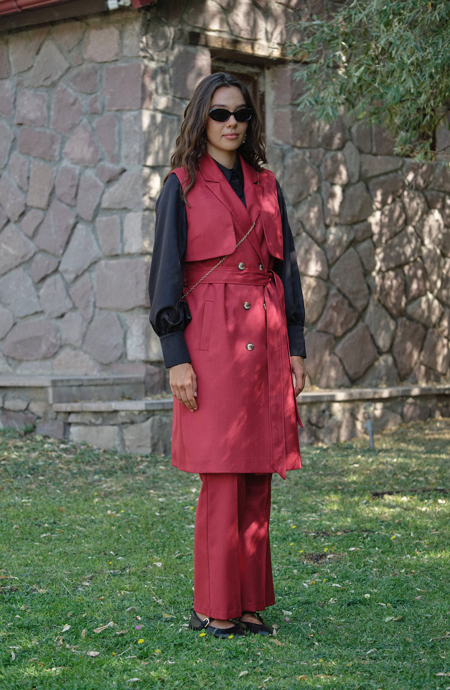 Rüzgarlıklı Bordo Gabardin Yelek