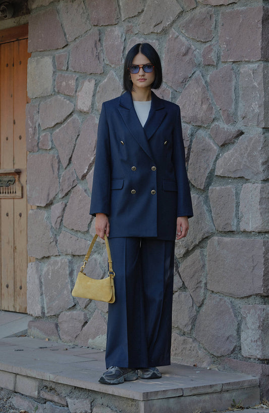 Gabardin Lacivert Ütü İzli Pantolon