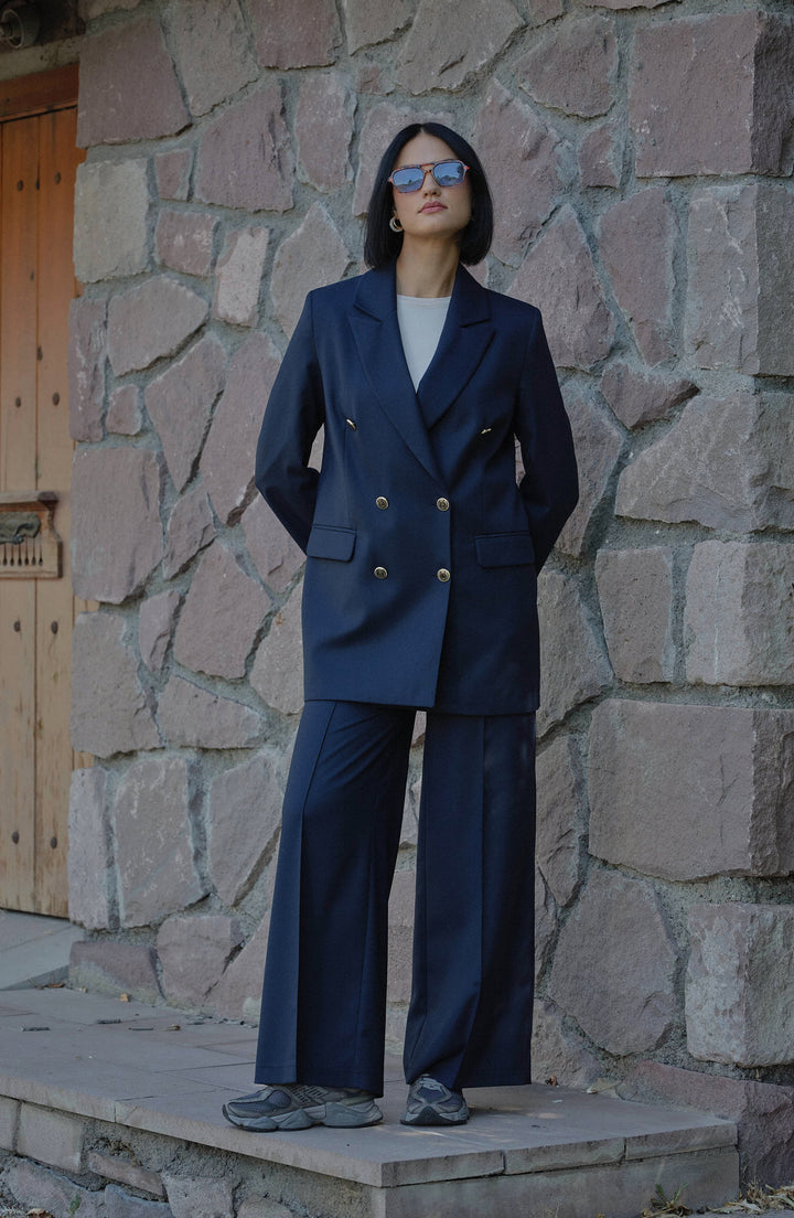 Gabardin Lacivert Ütü İzli Pantolon