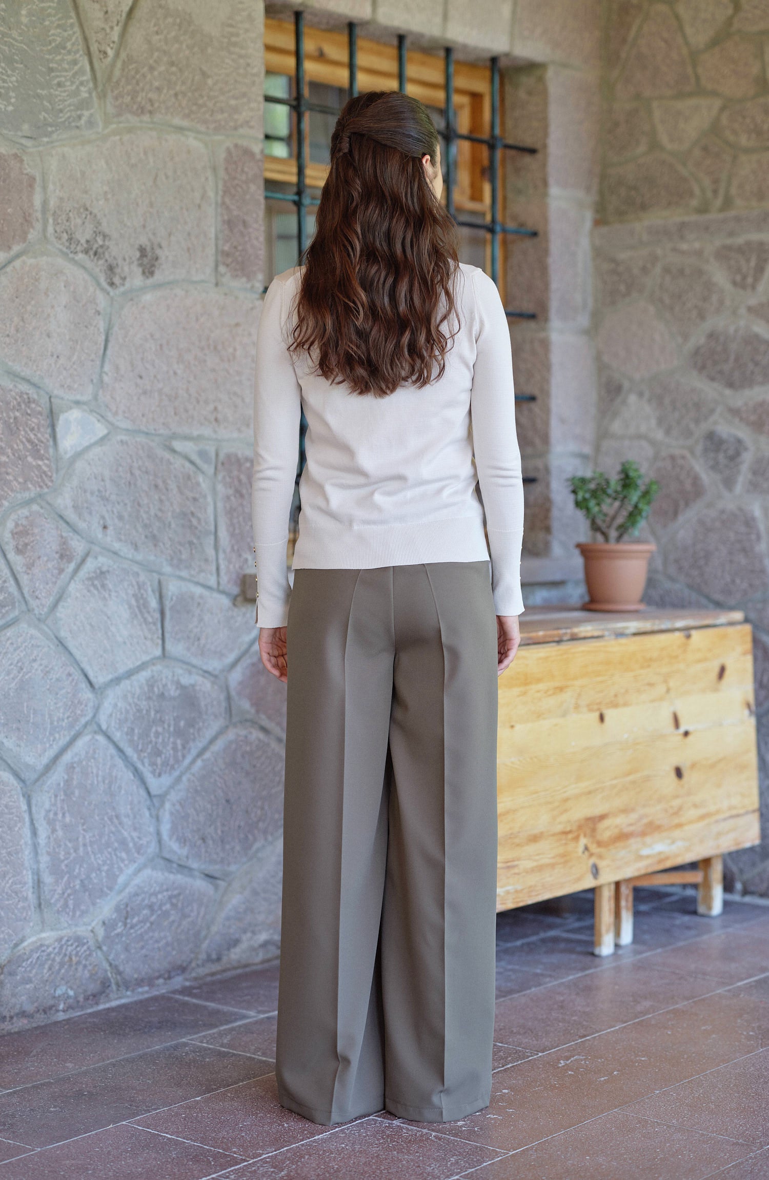 Double Ütü İzli Haki Pantolon