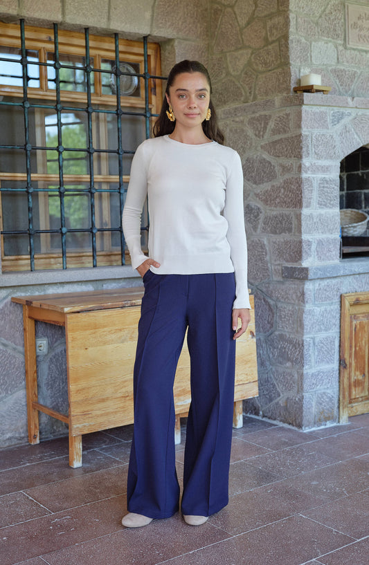 Ütü İzli Lacivert Pantolon