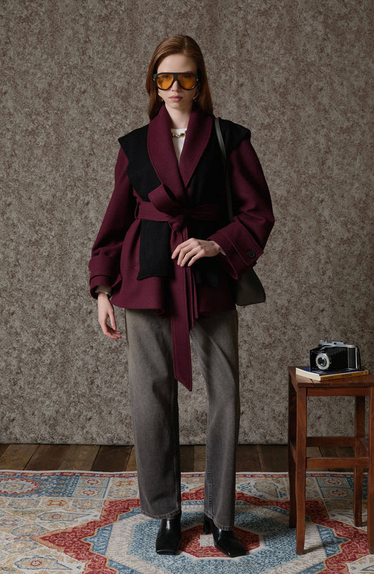 Kazak Görünümlü Siyah Triko Kare Şal