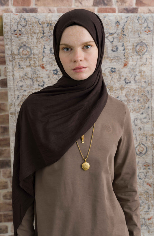 Pamuk Vual Acı Kahve Şal