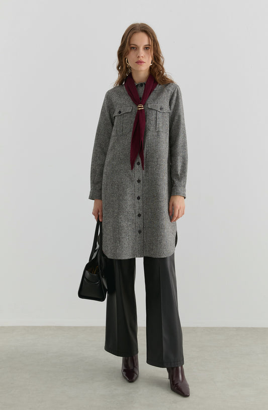 Körük Cepli Siyah Tüvit Gömlek Ceket