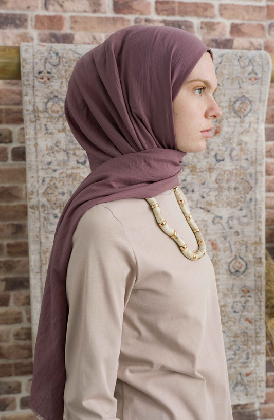 Pamuk Vual Açık Mürdüm Şal