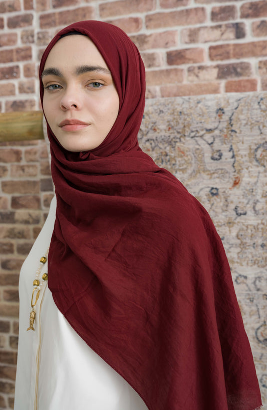 Pamuk Vual Bordo Şal