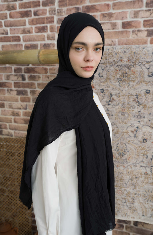 Pamuk Vual Siyah Şal