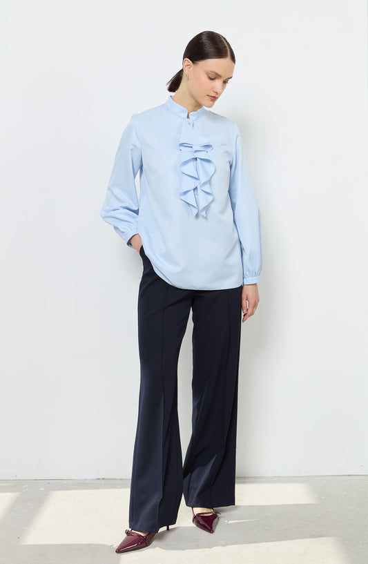 Volanlı Bebe Mavi Midi Gömlek