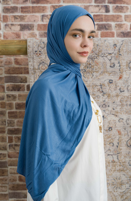 Bambu Penye Soft Mavi Şal
