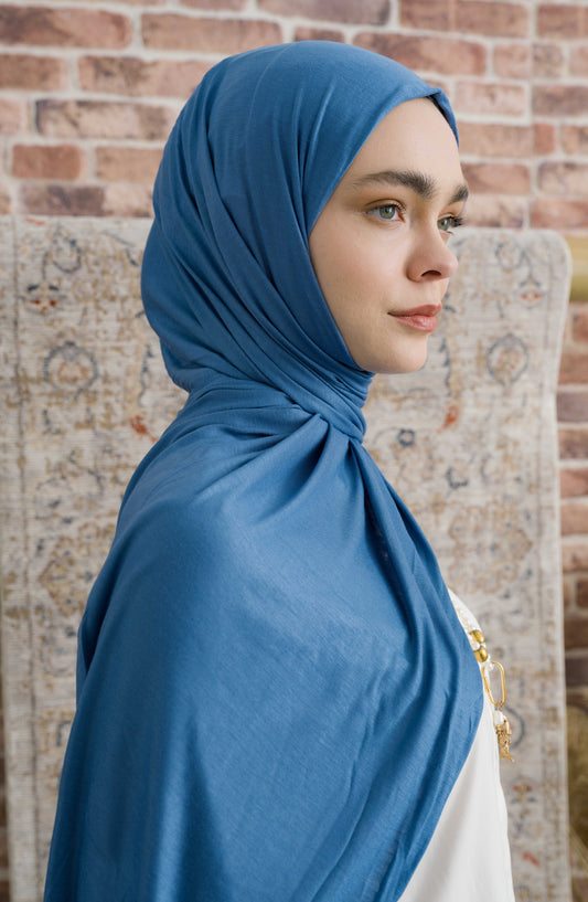 Bambu Penye Soft Mavi Şal