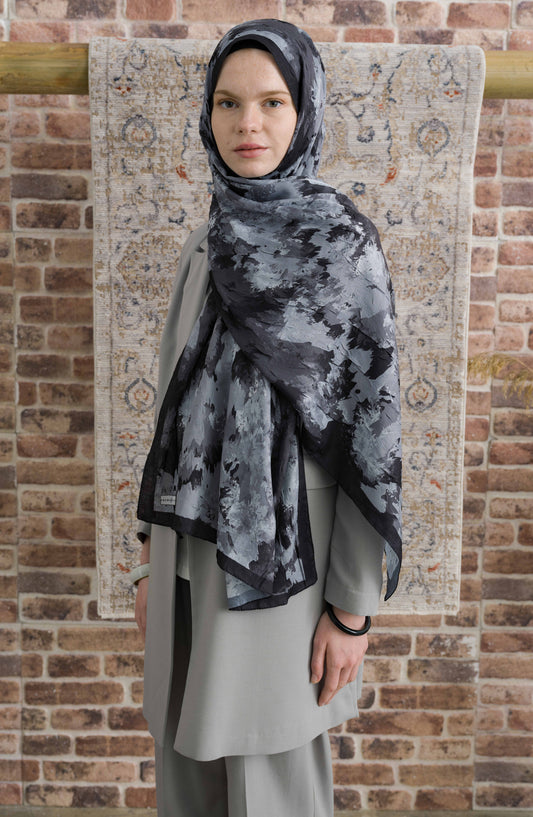 Pigmentia Desenli Antrasit Crash Şal