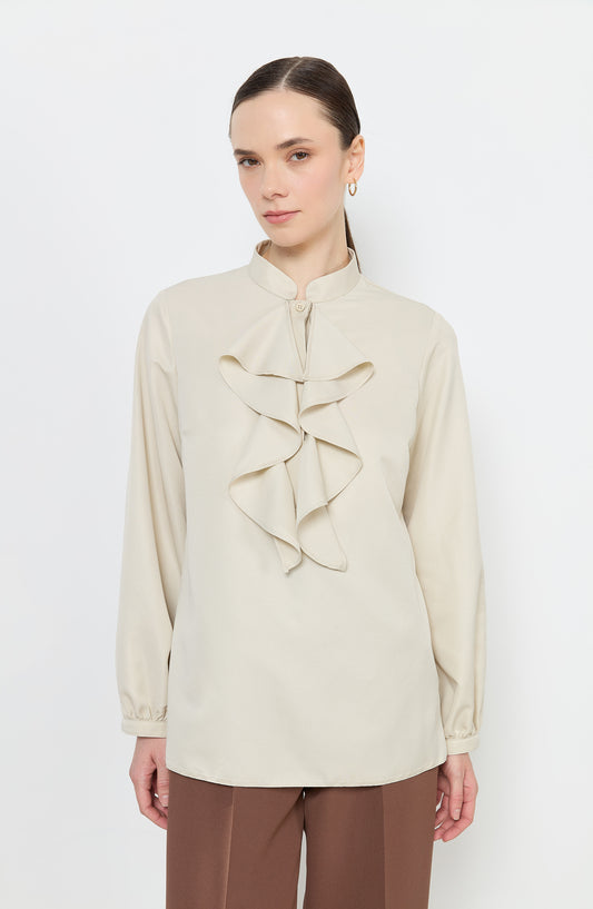 Volanlı Taş Midi Gömlek