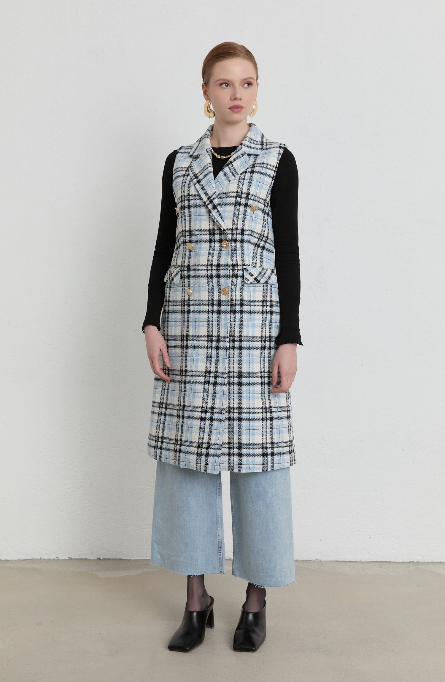 Cepli Culotte Açık Mavi Denim Pantolon