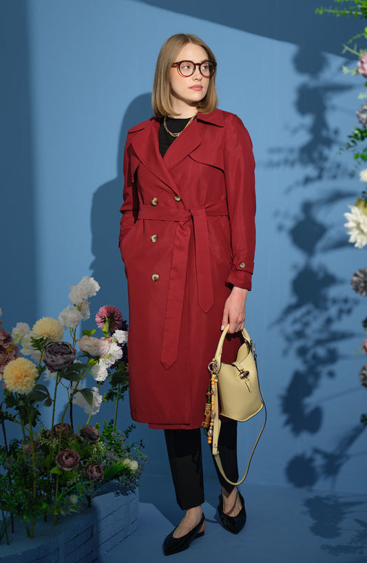 Rüzgarlıklı Trençkot Bordo