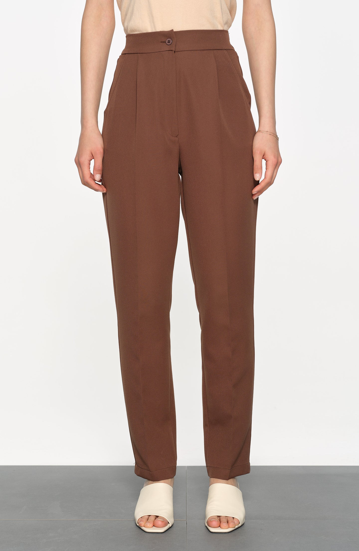 Double Fit Pantolon Çikolata Kahve