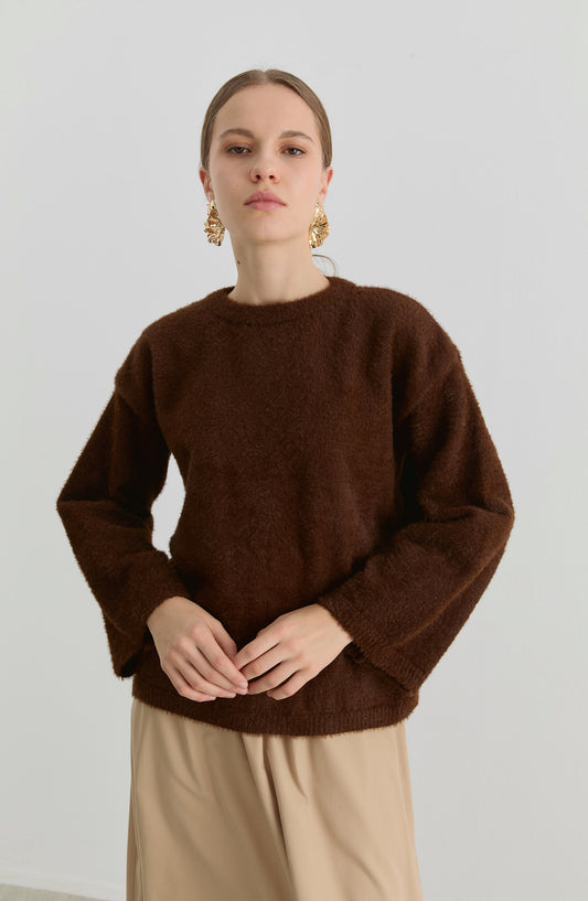 Basic Yumoş Acı Kahve Triko Kazak