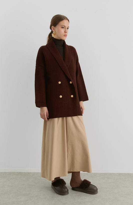 Çelik Örme Blazer Acı Kahve Triko Ceket