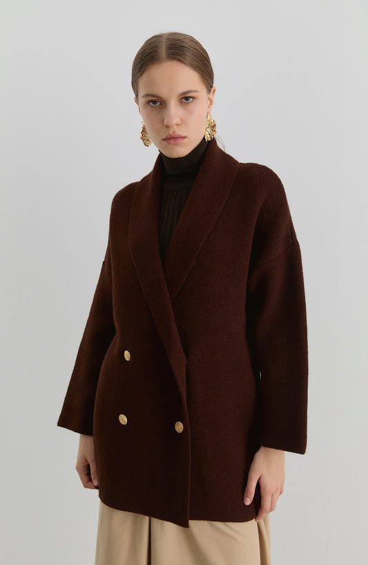 Çelik Örme Blazer Acı Kahve Triko Ceket