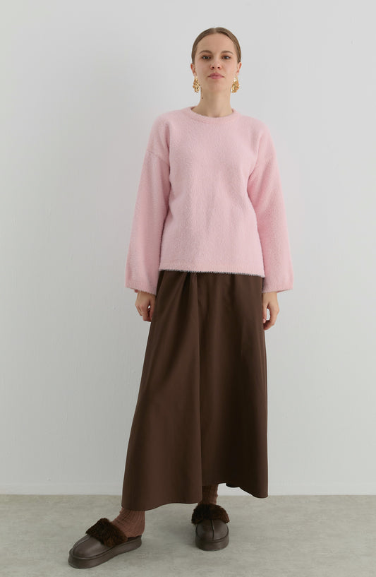 Basic Yumoş Soft Pembe Triko Kazak