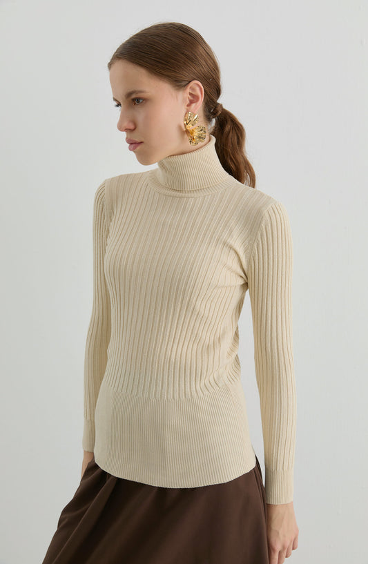 Basic Balıkçı Yaka Taş Fitilli Triko Kazak