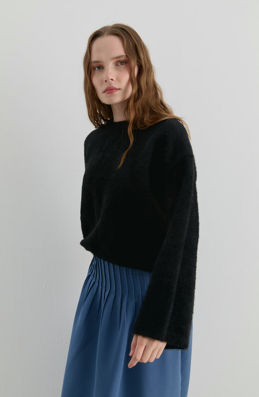 Basic Yumoş Siyah Triko Kazak