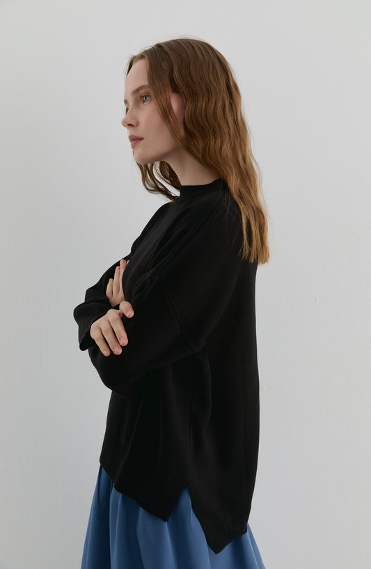 Basic Siyah Triko Kazak