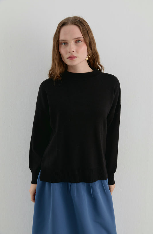 Basic Siyah Triko Kazak