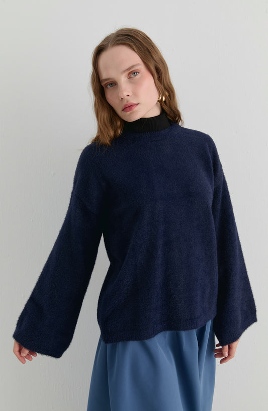 Basic Yumoş Koyu Lacivert Triko Kazak