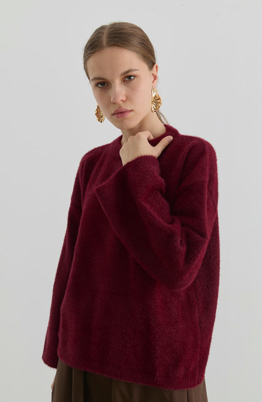 Basic Yumoş Bordo Triko Kazak