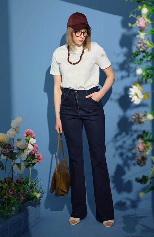 Flare Lacivert Denim Pantolon