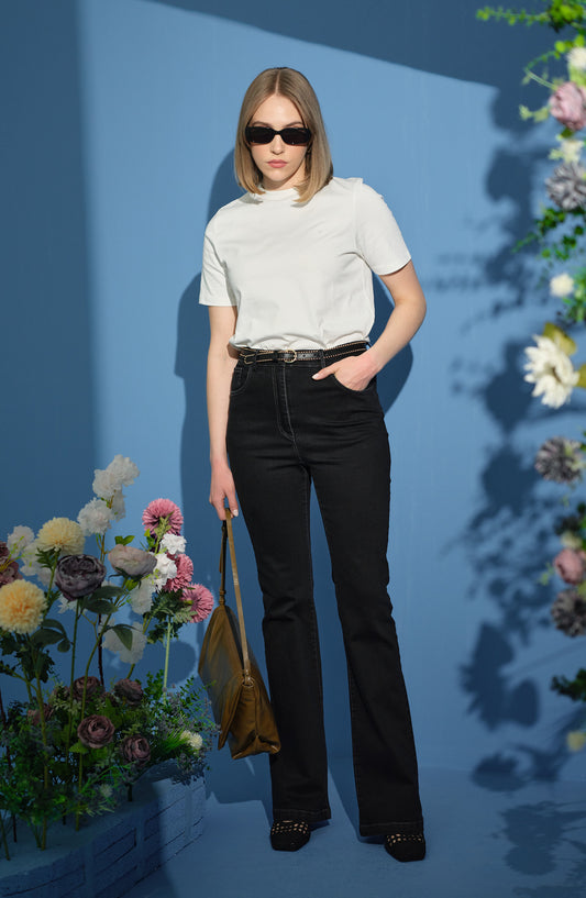 Flare Siyah Denim Pantolon