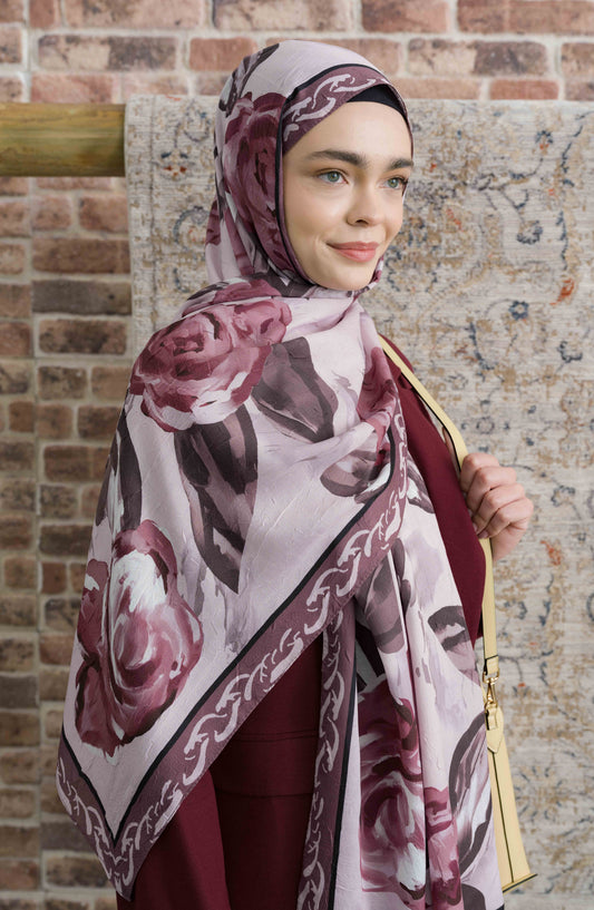 Rose Desenli Soft Pembe Crash Şal