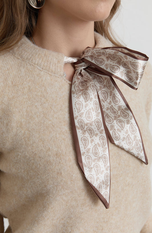 Fularlı Taş Basic Yumoş Triko Kazak