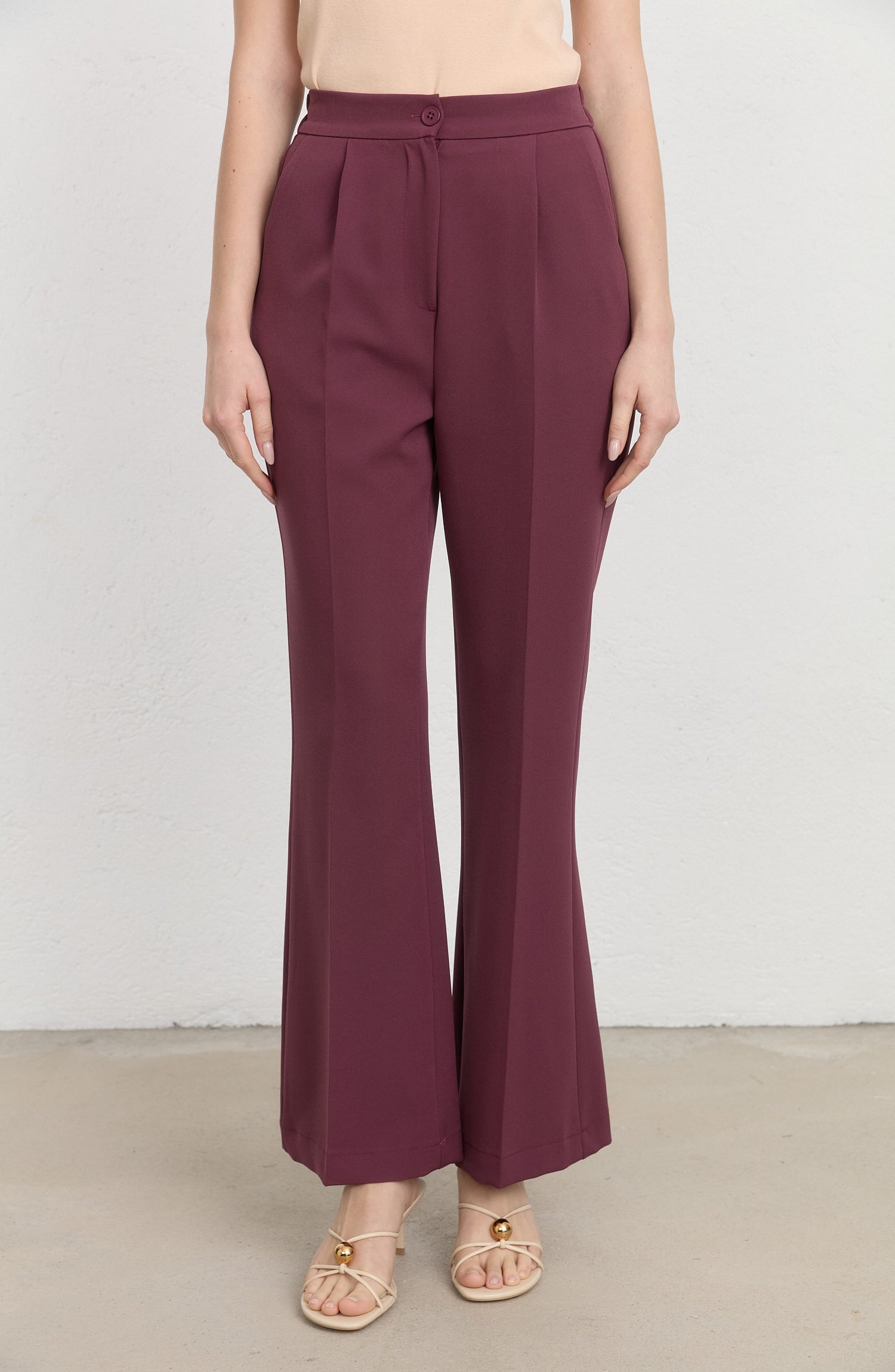 Double İspanyol Paça Mürdüm Pantolon