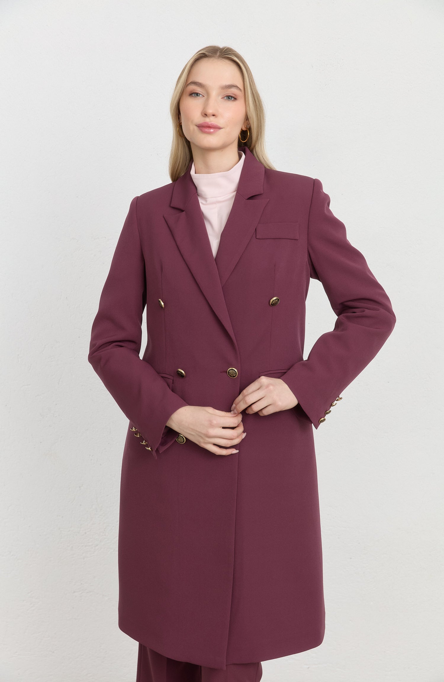 Blazer Mürdüm Tek Ceket