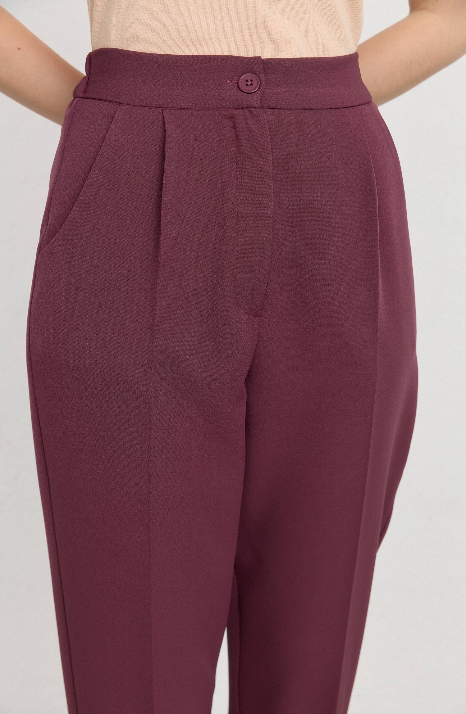 Double Mürdüm Fit Pantolon