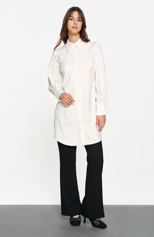 Premium Balon Kol Midi Beyaz Gömlek