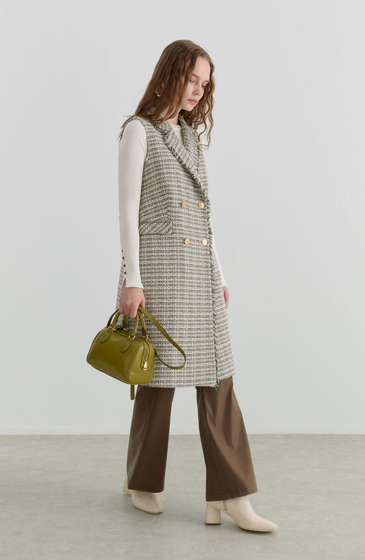 Püsküllü Haki Tüvit Yelek